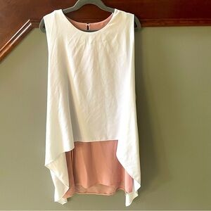 In Good Company Blush Tank White Hi Lo Hem Overlay Crepe Top Lagenlook Artsy